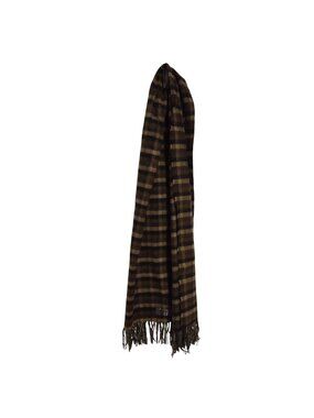 Softer Than Cashmere Plaid Scarf Brown Tartan Design Fringe Trim Acrylic 62 X 24